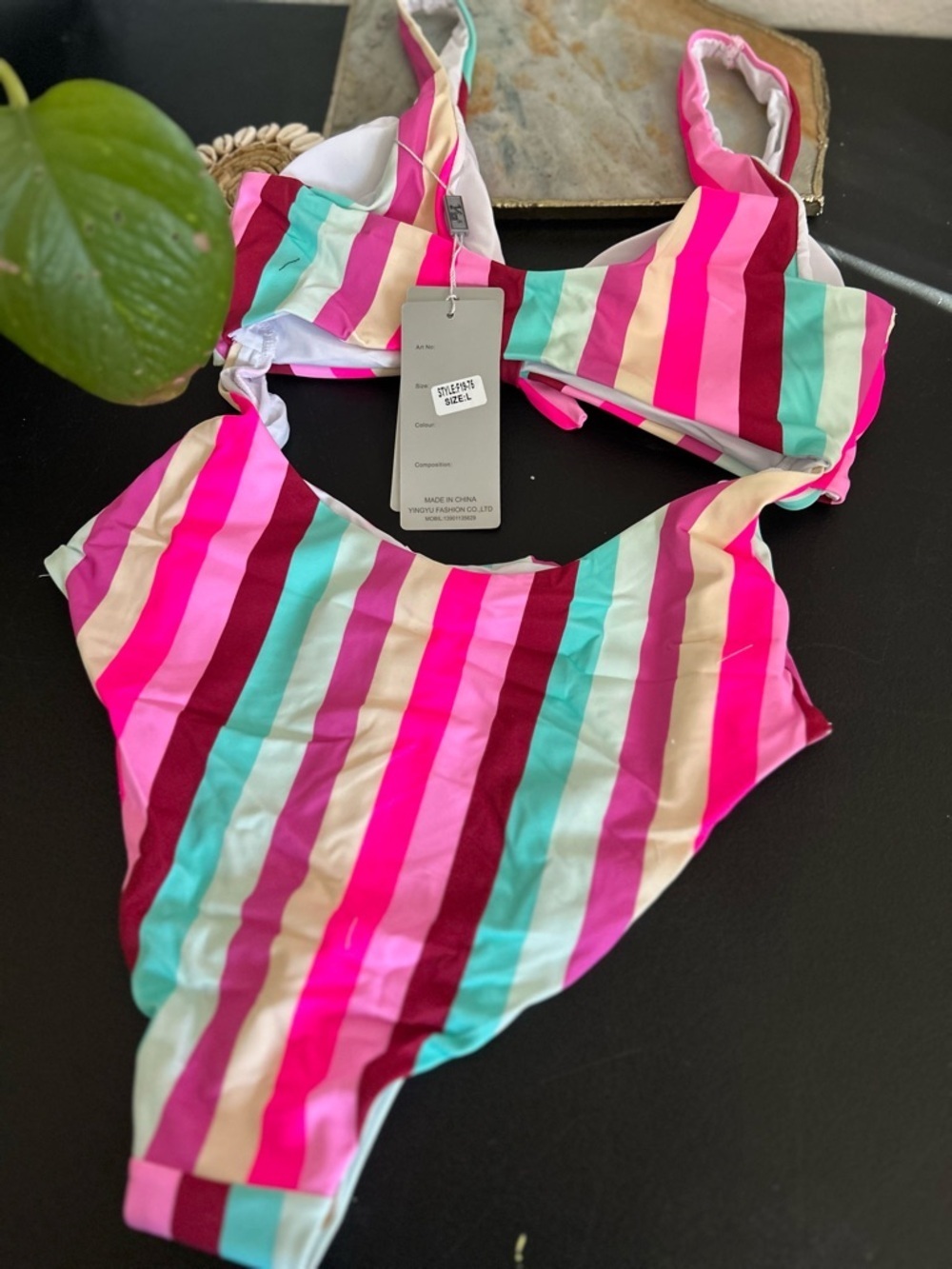 Yira one piece colorful striped one piece bikini size Large - Picture 6 of 9